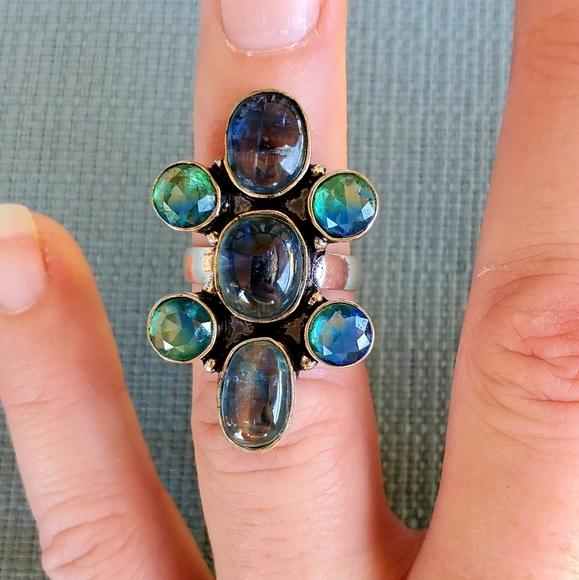 New Kyanite & Bi-Color Tourmaline 925 Silver Ring. - Picture 9 of 11